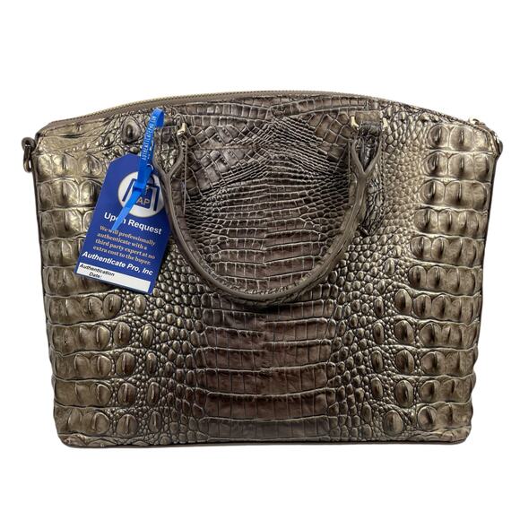 Brahmin Medium Duxbury Satchel Bag Melborne Coffee Brown Croc - Picture 4 of 13